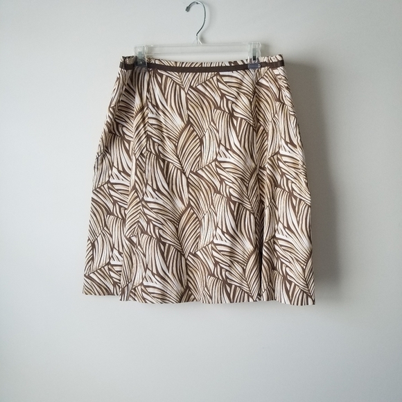 Talbots Y2K Tropical Print Midi Skirt Tan/Cream Neutral Size 18 - Picture 3 of 10